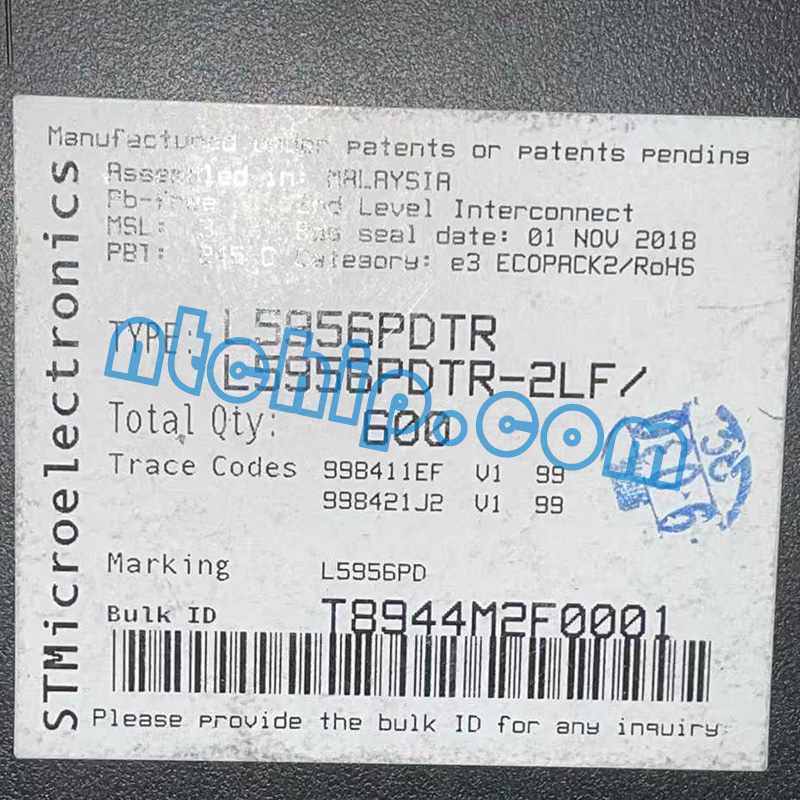 STMicroelectronics L5956PDTR reel label