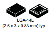STMicroelectronics LSM6DS3HTR package diagram STMicroelectronics LSM6DS3HTR package diagram
