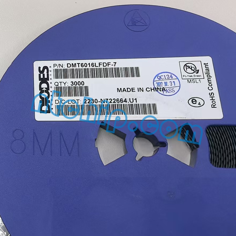 Diodes Incorporated  DMT6016LFDF-7 original reel label