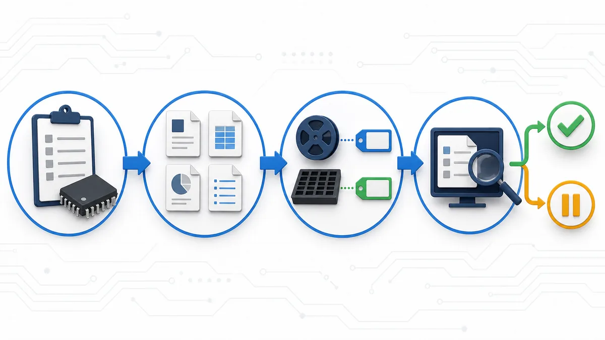 Document evidence workflow from RFQ requirements to receiving review Document evidence workflow from RFQ requirements to receiving review